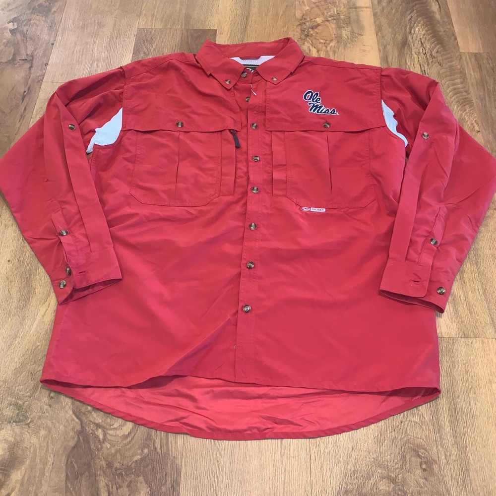 Size Medium Drake Ole Miss Rebels University of Mississippi Red Vented Shirt New